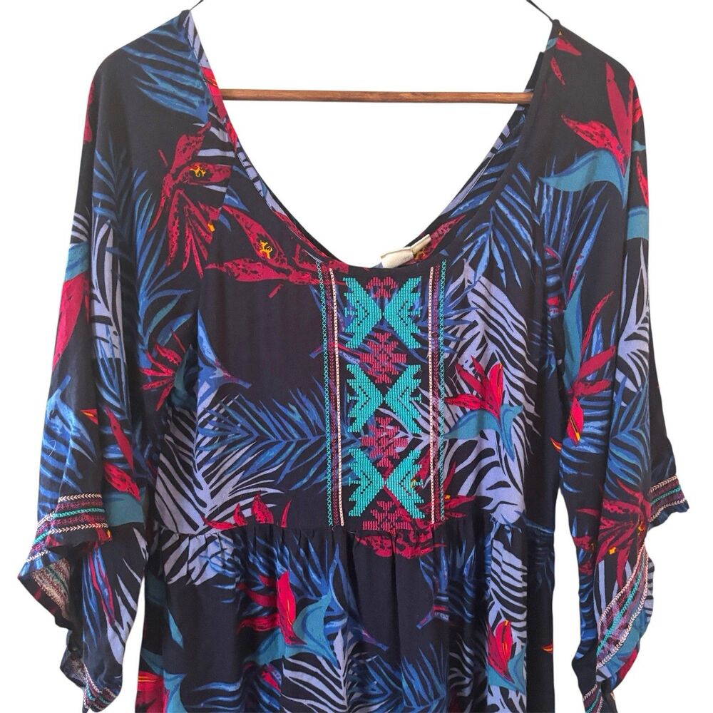 Roxy Womens Sunset City‎ Dress Tropical Blue Maximalist Medium Resort Southwest